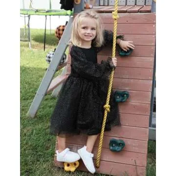 Arshiner Black Dress for Girls Toddler Sequin Tulle Puff Long Sleeves Tutu Dress Fancy Princess Birthday Party Dress Up 5t