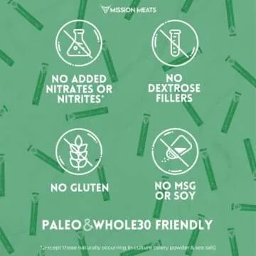 Mission Meats Grass Fed Beef Sticks – Sugar Free Beef Sticks, Gluten Free, Whole 30, Paleo, Keto Meat Sticks, Sugar Free Jerky Beef Sticks Individually Wrapped, 1oz (Original, Pack of 12)