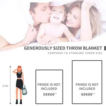 FRESHMINT Throw Blanket Soft Fluffy Chenille with Decorative Tassel Fringe for Home Decor Sofa Couch Bed Gift 80 x 60 Inch, Dark Gray