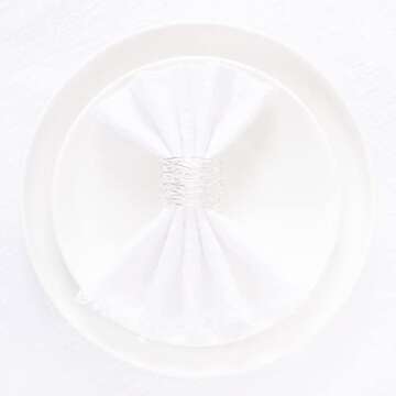 Socomi Set of 12 Linen Napkins White Easter Spring Cloth Napkins Washable Cotton Dinner Napkins Fringe 17"x17" for Wedding Party Bridal Baby Shower Birthday Table Decorations