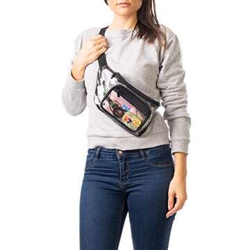 Clear Fanny Pack Stadium Approved for Women & Men-Adjustable Small Fannypack Belt Bag Great for Concert, Sport Events, Festival, Travel & Games-Cute Waist Pack, Waterproof See Through Fanny Pack Plain