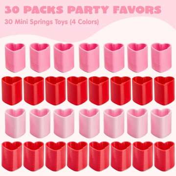 JOYIN 30 Packs Valentine’s Day Party Favors with Mini Springs Toys, Multi-Color Heart Coil Springs...