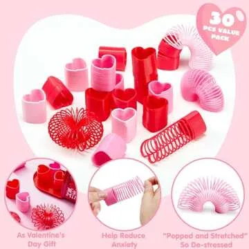 JOYIN 30 Packs Valentine’s Day Party Favors with Mini Springs Toys, Multi-Color Heart Coil Springs Toys, Stress Relief Fidget Toys for Kids Classroom Exchange, School Prize and Goodie Bag Stuffers