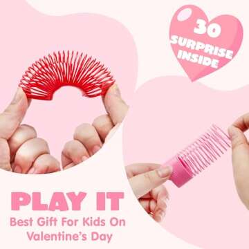 JOYIN 30 Packs Valentine’s Day Party Favors with Mini Springs Toys, Multi-Color Heart Coil Springs Toys, Stress Relief Fidget Toys for Kids Classroom Exchange, School Prize and Goodie Bag Stuffers
