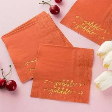 50 Pack Thanksgiving Cocktail Napkins with Elegant Design