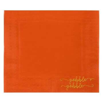 50 Pack Thanksgiving Cocktail Napkins Party Supplies Table Decorations, Gobble Gobble (5 x 5 In)
