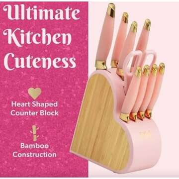 Paris Hilton 10 Piece Cutlery Block Set, Pink Knife Set