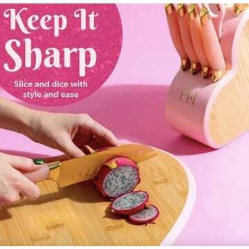 Paris Hilton 10 Piece Cutlery Block Set, Pink Knife Set