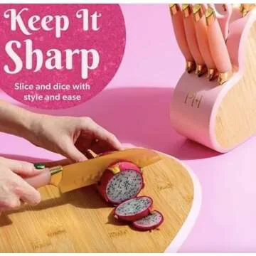 Paris Hilton 10 Piece Cutlery Block Set, Pink Knife Set