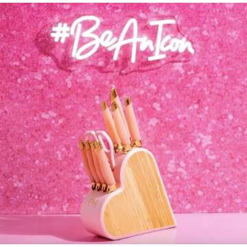 Paris Hilton 10 Piece Cutlery Block Set, Pink Knife Set