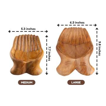 Curawood Carved Hands Offering Bowl - Crystal Holder for Stones, Rock Collection Holder, Crystal Dis...