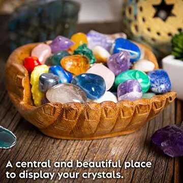 Curawood Carved Hands Offering Bowl - Crystal Holder for Stones, Rock Collection Holder, Crystal Display Storage Tray, Wooden Hands Bowl for Keys - Rock Display Case for Shelf, Stand, Altar Decor (M)