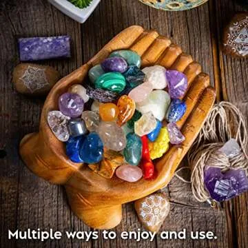 Curawood Carved Hands Offering Bowl - Crystal Holder for Stones, Rock Collection Holder, Crystal Display Storage Tray, Wooden Hands Bowl for Keys - Rock Display Case for Shelf, Stand, Altar Decor (M)