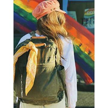 Gootium Canvas Backpack for Women Vintage Style Zipper Bag Men's Casual Daypack Cloth Outdoor Travel Rucksack, Olive