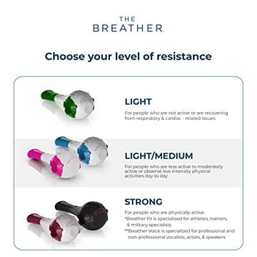 THE BREATHER │ Natural Breathing Exerciser Trainer For Drug-Free Respiratory Therapy │ Breathe Easier with Stronger Lungs │ Guided Mobile Training App Included