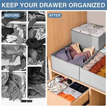 Criusia Drawer Organizer for Clothing, 12 Pack Sock Underwear Drawer Organizer Bins, Foldable Fabric...