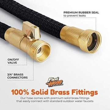 Flexi Hose Lightweight Expandable Garden Hose, No-Kink Flexibility, 3/4 Inch Solid Brass Fittings and Double Latex Core (75 FT, Black)