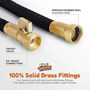 Flexi Hose Lightweight Expandable Garden Hose, No-Kink Flexibility, 3/4 Inch Solid Brass Fittings and Double Latex Core (75 FT, Black)