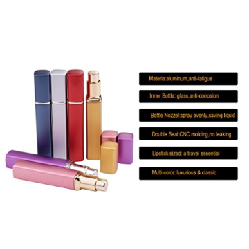 Fashionclubs 12ML Refillable Perfume Atomizer Bottle for Travel Spray Scent Pump Case Pack of 6