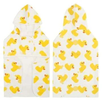 HDE Dog Bathrobe Super Absorbent Quick Drying Towel with Hood for All Dog Breeds Sizes S-XXL - White Rubber Ducks - S