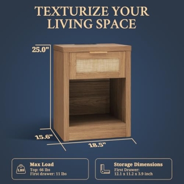 Stylish OAKHAM HOME Nightstand Set with Charging Station