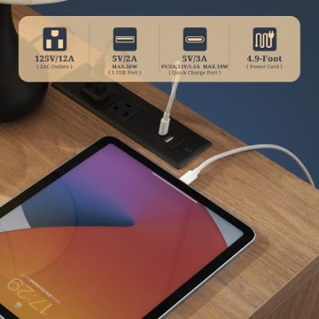 Stylish OAKHAM HOME Nightstand Set with Charging Station