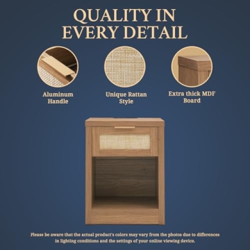 Stylish OAKHAM HOME Nightstand Set with Charging Station