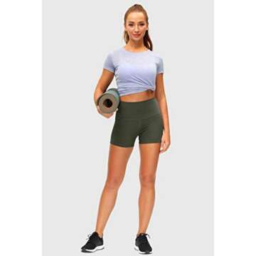Women's High Waist Yoga Shorts with Side Pockets Tummy Control Running Gym Workout Biker Shorts for Women 8" /3"