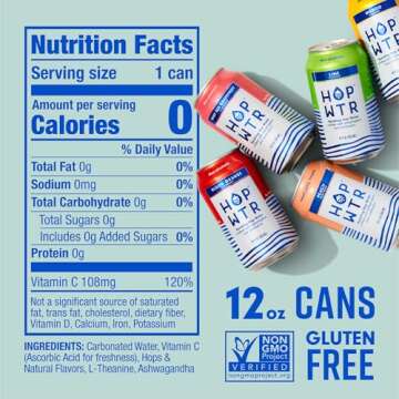 HOP WTR - Sparkling Hop Water - Variety Party Pack (12 Pack) - NA Beer, No Calories or Sugar, Low Ca...