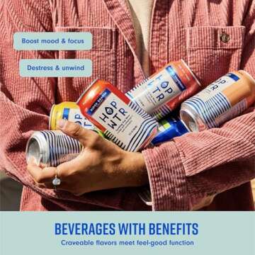 HOP WTR - Sparkling Hop Water - Variety Party Pack (12 Pack) - NA Beer, No Calories or Sugar, Low Carb, With Adaptogens and Nootropics for Added Benefits (12 oz Cans)