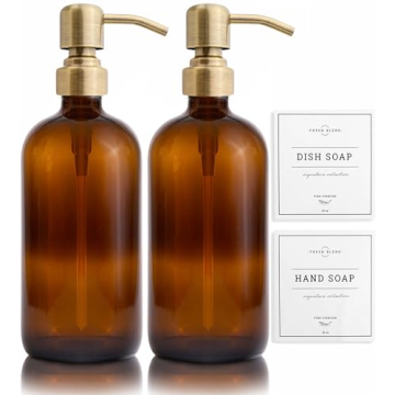 Vine Creations Amber Glass Soap Dispenser Set for Home