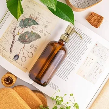 Vine Creations Amber Glass Soap Dispenser Set for Home