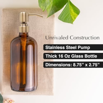 Vine Creations Amber Glass Soap Dispenser Set for Home