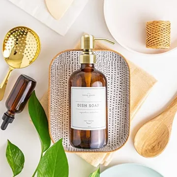 Vine Creations Amber Glass Soap Dispenser Set for Home