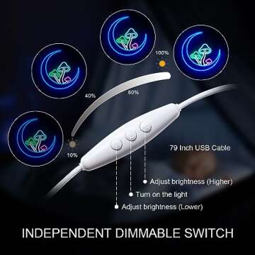 DREAMFORT Moon Mushroom Neon Sign Blue Moon Neon Lights for Wall Decor Mushroom Light Up Signs USB LED Signs for Girls room Living Room Kids Room Home Bar Party Shop