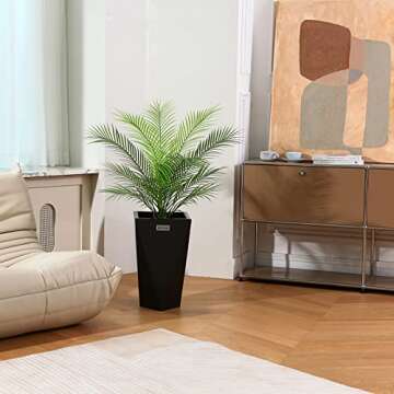 OAKRED Artificial Palm Tree 36 Inch Fake Plants Artificial Paradise Palm Plant Faux Trees for Home Decor Indoor Outdoor Ornaments with Seagrass Basket,Set of 1