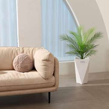 OAKRED Artificial Palm Tree 36 Inch Fake Plants Artificial Paradise Palm Plant Faux Trees for Home Decor Indoor Outdoor Ornaments with Seagrass Basket,Set of 1