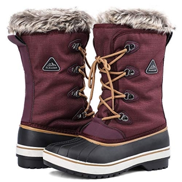 ALEADER Warm Winter Boots Womens, Snow Boots for Skiing, Outdoor, Cold Weather Purple 10 B(M) US