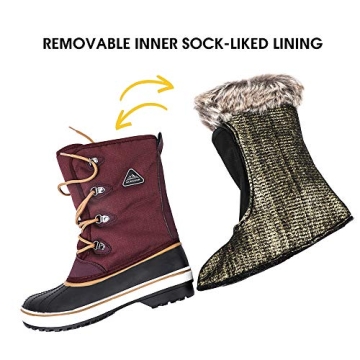 ALEADER Warm Winter Boots Womens, Snow Boots for Skiing, Outdoor, Cold Weather Purple 10 B(M) US