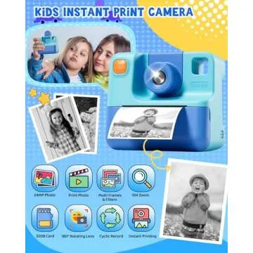LETSHAHA Kids Camera Instant Print - Fun Gift for Young Photographers 3-12
