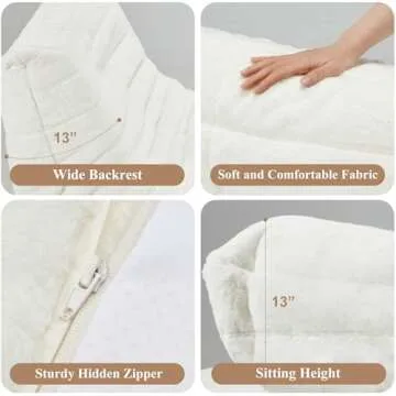 Cansunna Bean Bag Chair Sofa Sack Big Beanbag Chair for Adults Fireside Bean Bag Lounger Memory Foam Chair for Home, Apartment or Gaming Venue (WHITEPLUSH)