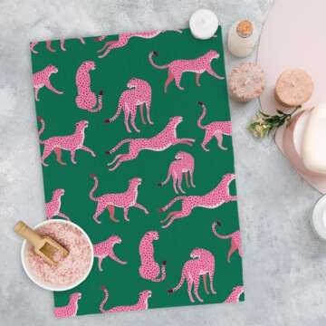 Yorhifa Retro Hot Pink Kitchen Towels, Preppy Leopard Cheetah Hand Towel Tea Towels for Dorm College...