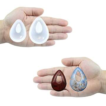 FUNSHOWCASE Diamond Stone Gem Silicone Mold Trays for Crafting, Resin Epoxy, Soap, Jewelry Making, Large and Small 2 in Set, with Hole