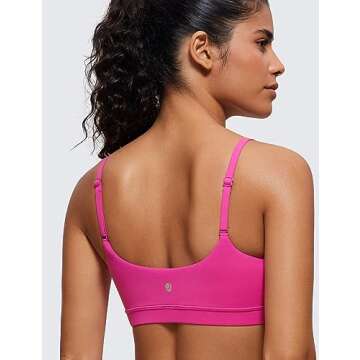 CRZ YOGA Womens Butterluxe Adjustable Spaghetti Strap Sports Bra - Scoop Neck Wireless Padded Yoga W...