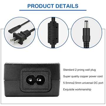 OPBYWE 12V 5A 60W Power Supply Adapter AC DC Converter 100V~240V to 12 Volt 5 Amp Transformer 5.5x2.1mm Plug for Christmas Tree LED Light Strips CCTV Security System LCD Monitor