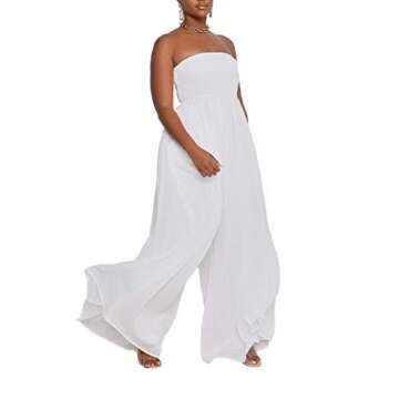 Ophestin Women's Strapless Tube Wide Leg Jumpsuit Elegant Summer Outfit