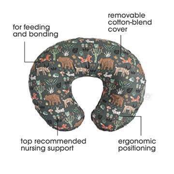 Boppy Original Nursing Pillow, Green Forest Animals, Ergonomic Nursing Essentials for Bottle and Bre...