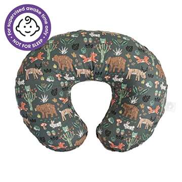 Boppy Original Nursing Pillow, Green Forest Animals, Ergonomic Nursing Essentials for Bottle and Breastfeeding, Firm Fiber Fill, with Removable Pillow Cover, Machine Washable