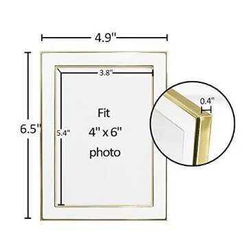 Afuly Gold Picture Frame 4x6 Simple Metal Photo Frame Brass and White Golden Decor Wedding Gifts for Couple Birthday Present