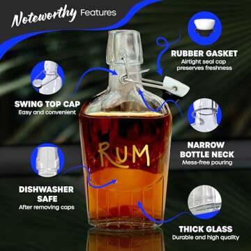 Nevlers 8 PK 8.5 Oz Glass Flask Set - Eco-Friendly & Stylish Bottling Solutions